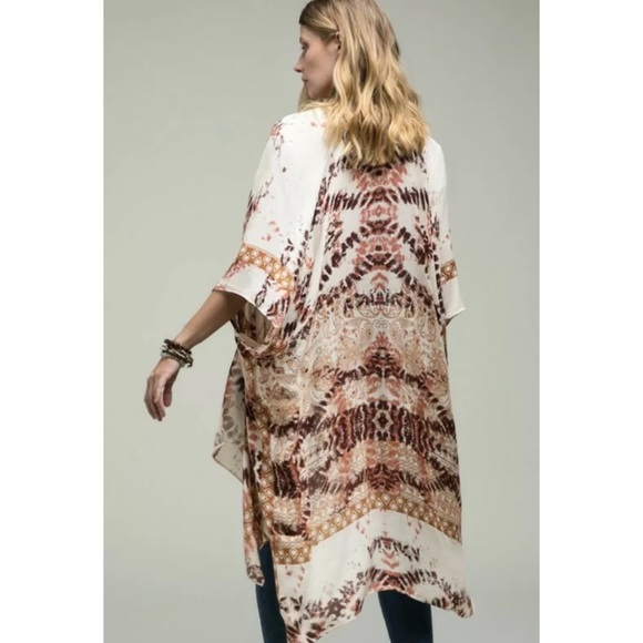 SOLD OUT Burnt Orange Tie Dye Mandala Boho Kimono Wrap - Picture 4 of 6